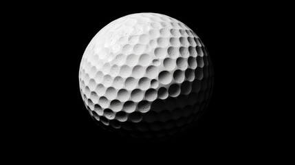 Realistic close-up of a golf ball showcasing intricate dimples against a dark background emphasizing texture and detail in sports equipment.