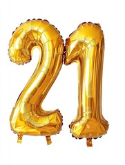 Obraz premium Festive Golden 21: Inflatable Balloon Design for Bright Birthday Celebrations