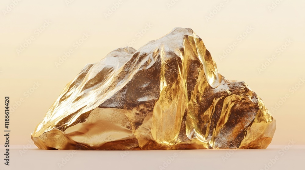 Aufkleber golden rock 3d render showcasing innovative design with textured surface and warm gradient backgroun