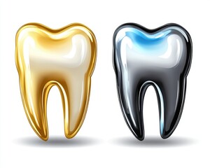 Dental Symbol Representation - Four Distinct Variations in Monochrome, Silver, Gold, and Blue Themes