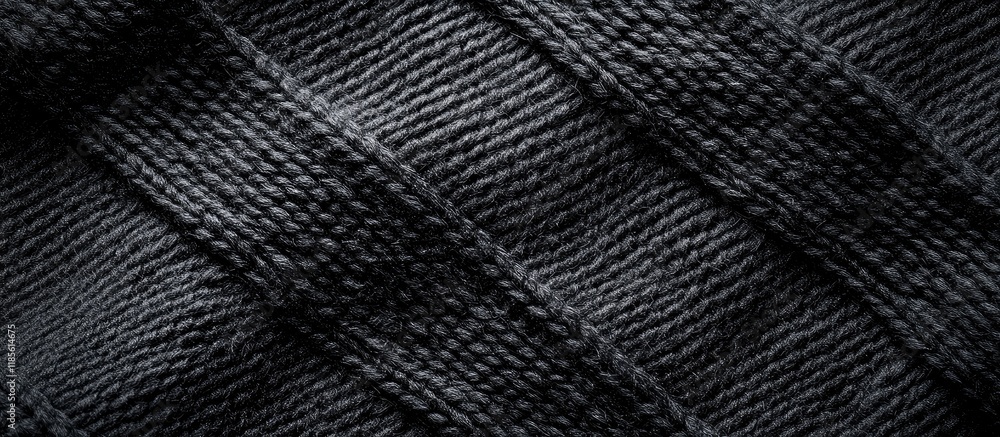 Poster black checkered wool texture background with diagonal pattern and ample copyspace for text or brandi