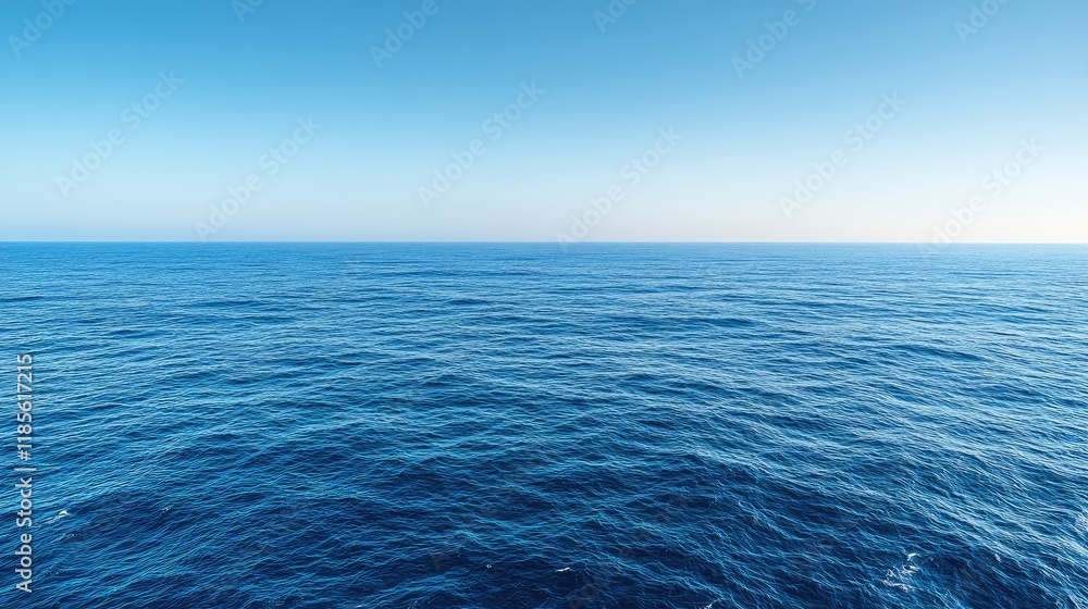 Aufkleber aerial view of serene blue ocean surface with gentle waves and expansive clear sky ideal for text ov