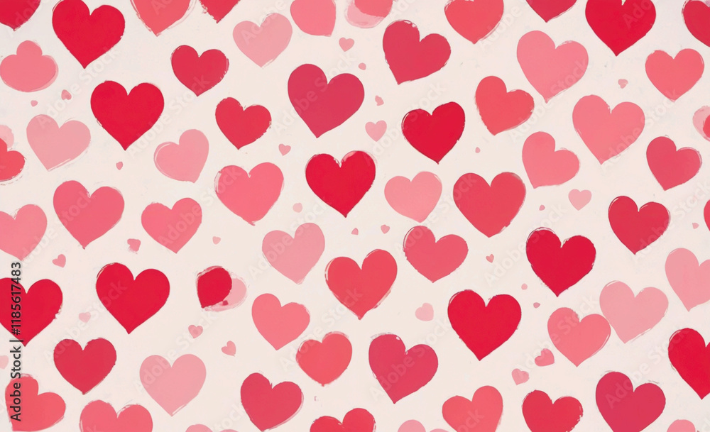 Poster pattern of hearts in pink and white. the hearts are arranged in a grid. the background is white