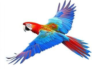 Fototapeta premium Vibrant Caribbean Bird in Flight: A Colorful Ara Ready for Adventure