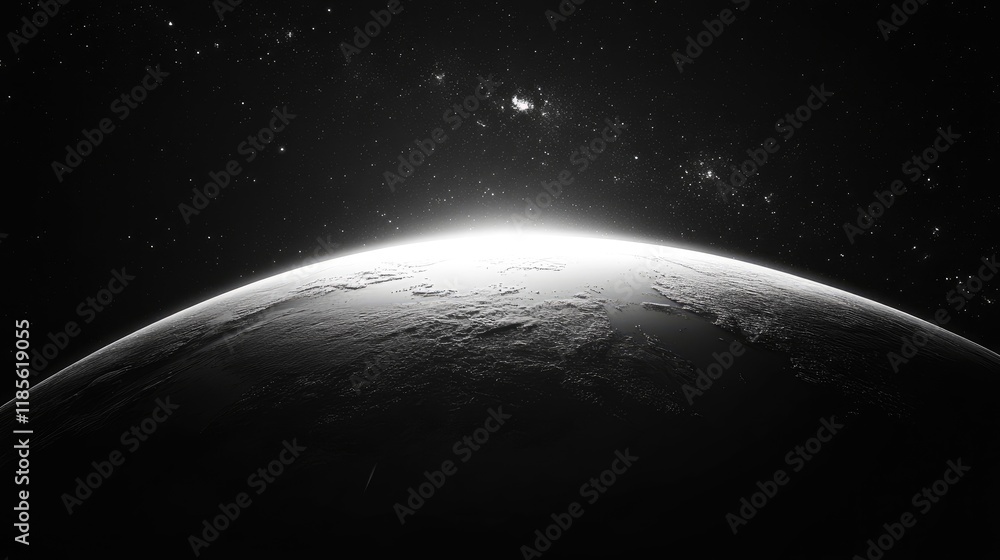 Aufkleber grayscale earth with starry background on smartphone display technology