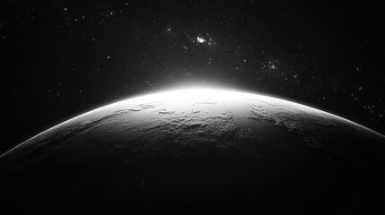 Fototapeta premium Grayscale Earth with Starry Background on Smartphone Display Technology