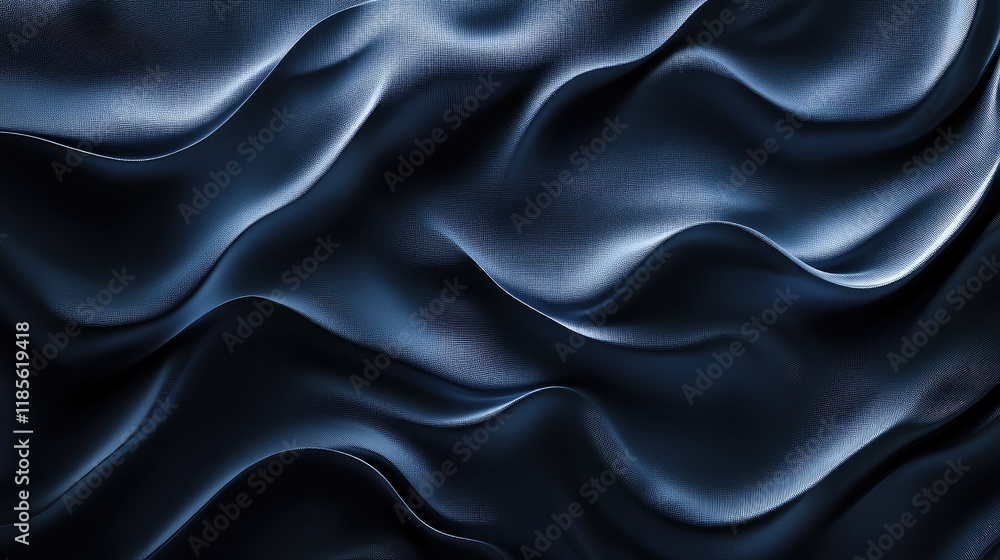 Poster dark blue wavy abstract background with smooth curves and gradients creating a modern and luxurious 