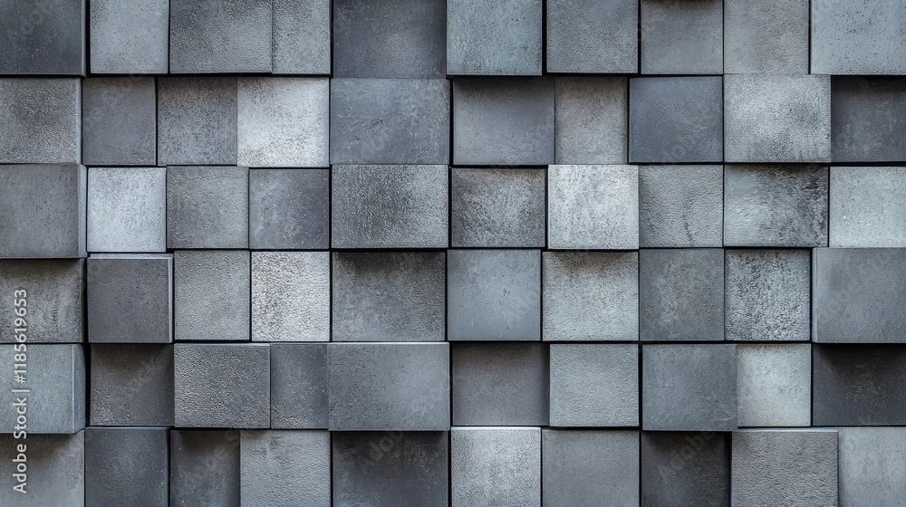 Poster glossy gray square tiles arranged in a geometric pattern for modern background design and interior d