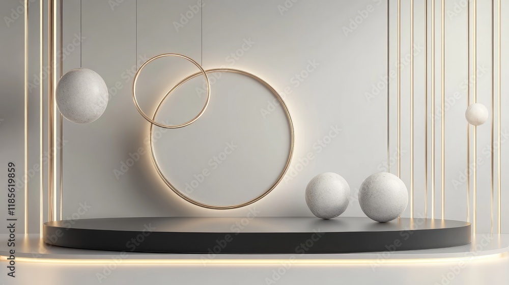 Poster modern minimalist abstract background featuring geometric shapes and soft lighting elements