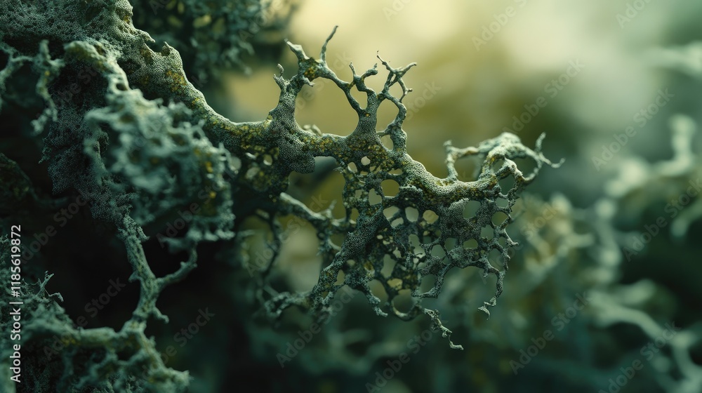 Poster textured lichen macro close-up showcasing intricate patterns and natural details in a vibrant earthy