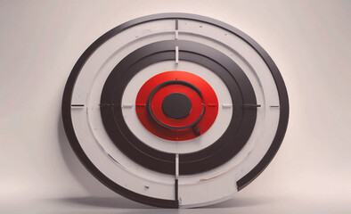 Red and black target with a white circle in the middle. The circle is surrounded by a black ring
