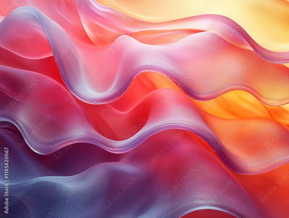 Poster wavy translucent fabric in layered colorful formations. use backgrounds