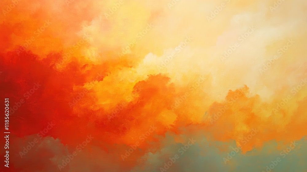 Poster dynamic abstract clouds in vibrant shades of orange and red creating an emotional and dramatic sky s