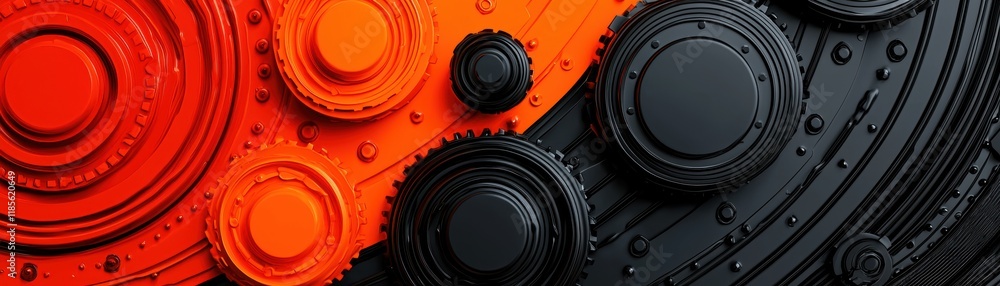 Aufkleber abstract circular shapes in red and black color palette background