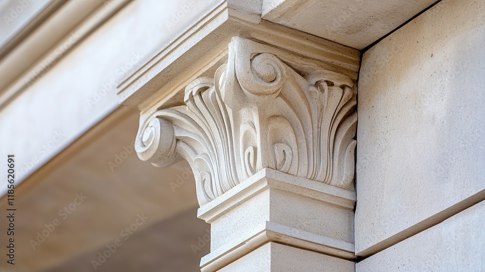 Poster elegant architectural detail featuring intricate column design with soft curves and subtle neutral c