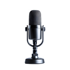 Professional Black Studio Microphone on White Background