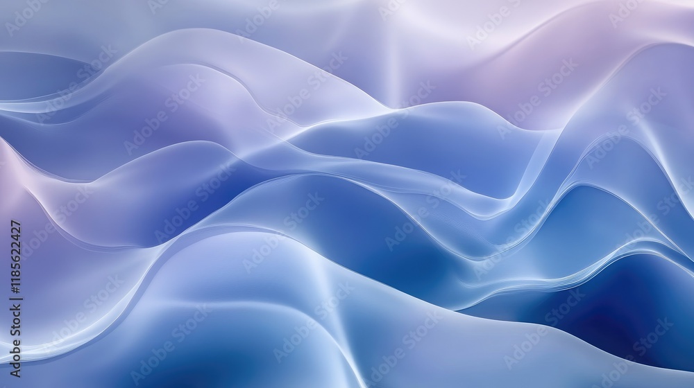 Poster soft flowing waves in cool tones for serene minimalist abstract background design
