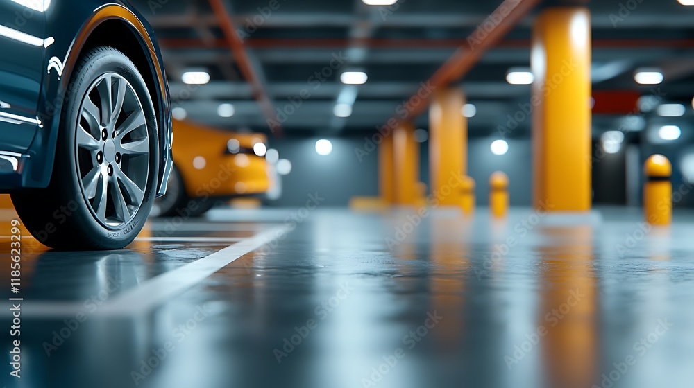Poster automated parking garage with touchless entry and exit system designed for seamless and secure urban