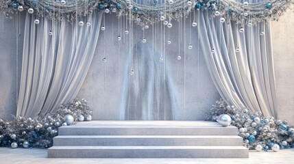 Elegant winter stage setup events indoor venue decorative display