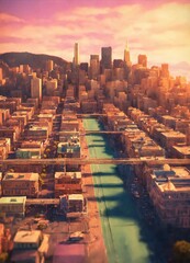city at sunset