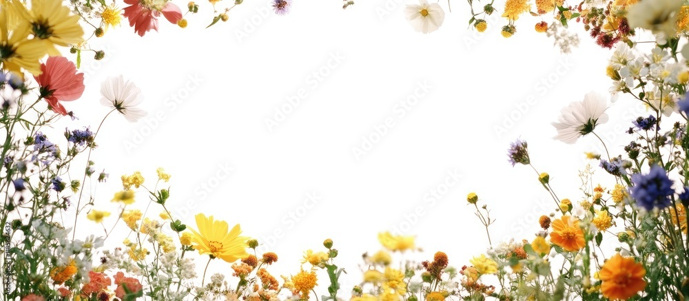 Poster colorful floral frame design with blank space for custom text or message