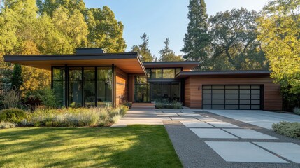 Contemporary Minimalist House Exterior with Sleek Design and Lush Landscaping in Modern Residential Environment