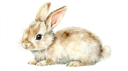 Obraz premium Cute and fluffy rabbit sitting calmly, showcasing delicate features and soft fur, perfect for nature and animal-themed projects.
