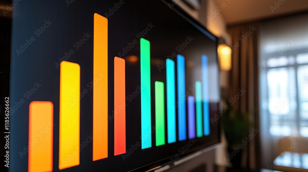 Poster a bar graph with multiple color-coded bars representing various data categories, displayed on a digi