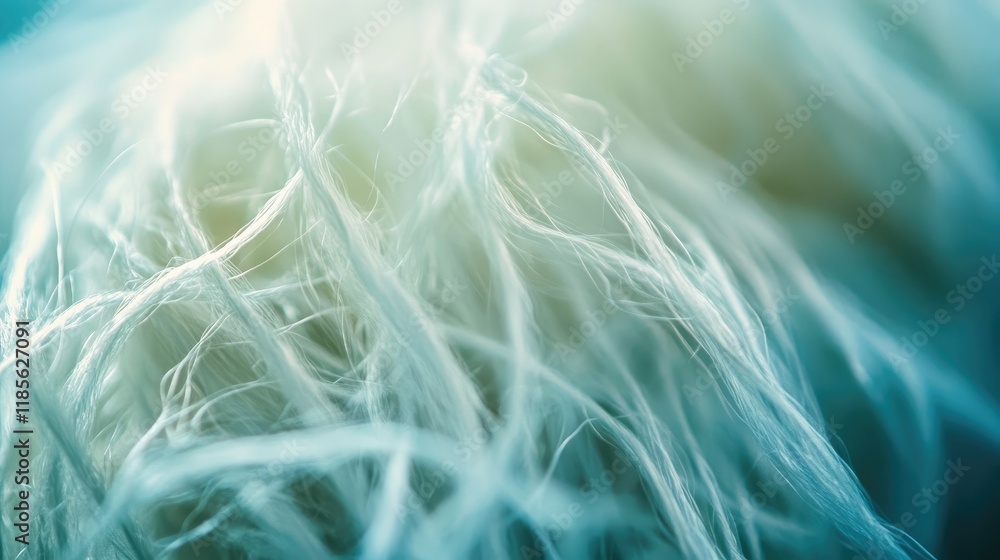 Poster textured fibers in close-up showcasing intricate details and selective focus on soft threads for cre