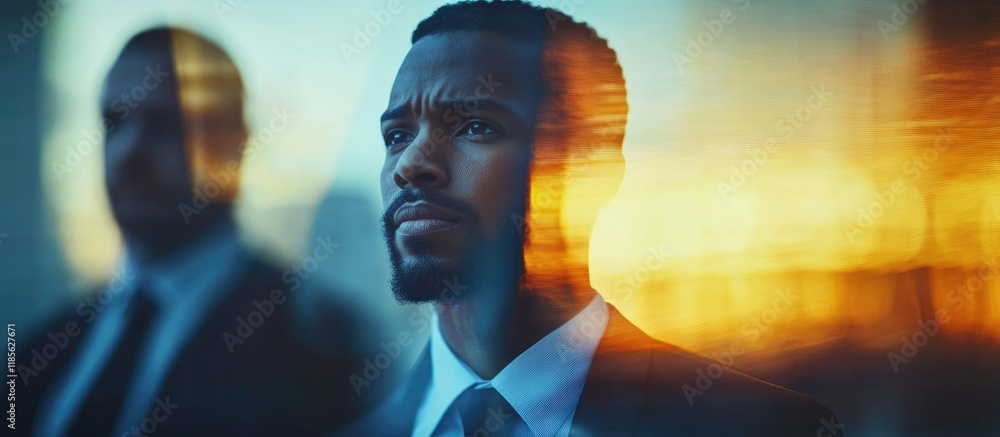 Poster diverse business professionals in focus with blurred background and empty space for text ideal for c