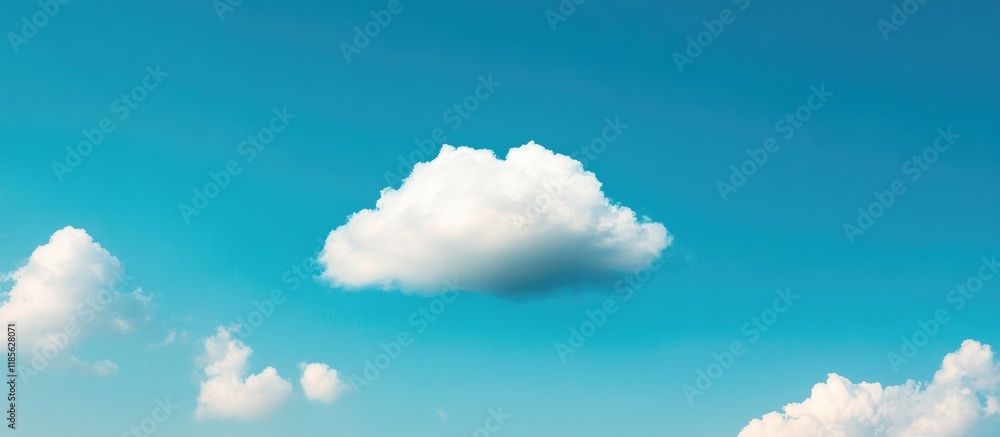 Poster white cloud in blue sky over spacious backdrop symbolizing freedom and flight with ample empty copys