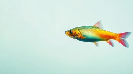 Naklejka premium Vibrant Tropical Fish Swimming Gracefully in Clear Water with Blank Space for Text or Graphics