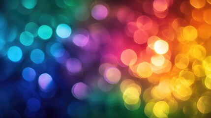 Obraz premium Vibrant rainbow bokeh background with soft focus shimmering lights in an array of colorful hues
