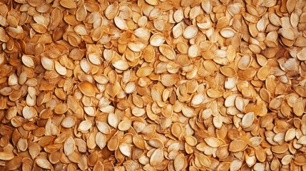 Fototapeta premium Natural background of roasted pumpkin seeds showcasing their textures and colors perfect for culinary and health-related projects.