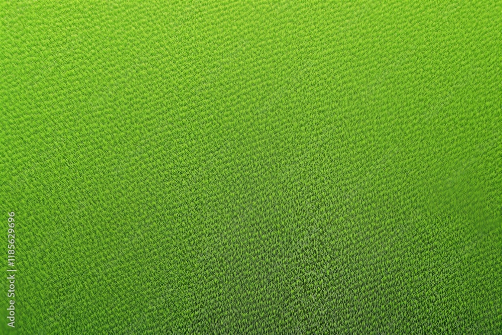 Poster green textured fabric surface with an intricate woven pattern, shown in detailed close-up, creating 