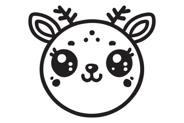 Cute cartoon reindeer face line art