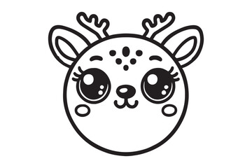 Cute cartoon reindeer face line art