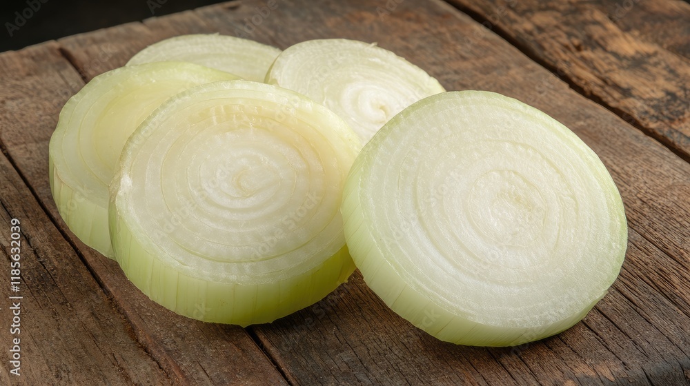 Poster whole and sliced yellow onions arranged on a rustic wooden surface showcasing their texture and fres