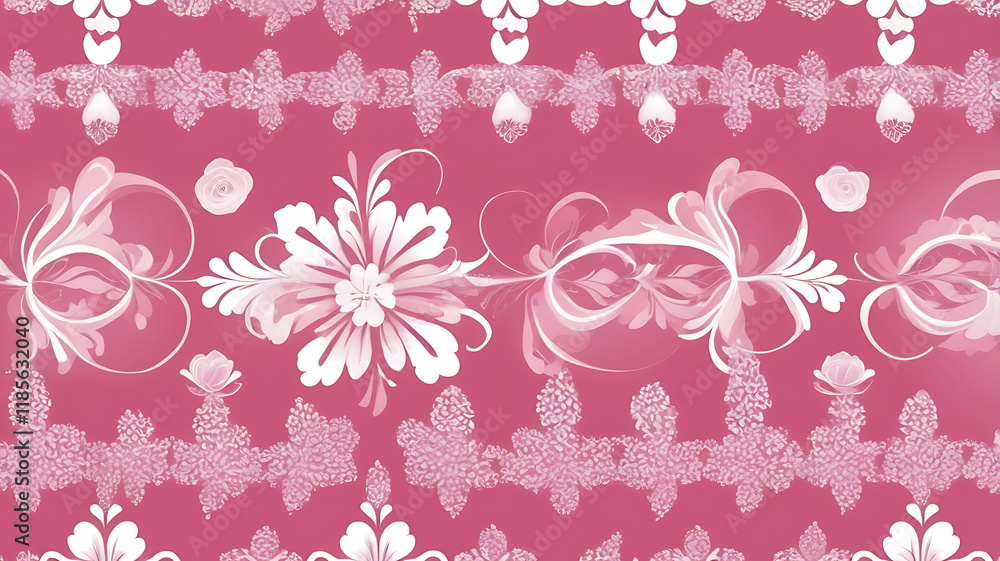 Poster beautiful a seamless repeating smooth pattern with pink and white motifs background design.