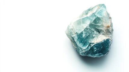 Fototapeta premium Natural raw blue semiprecious stone isolated on white background showcasing unique textures and colors for artistic and decorative use