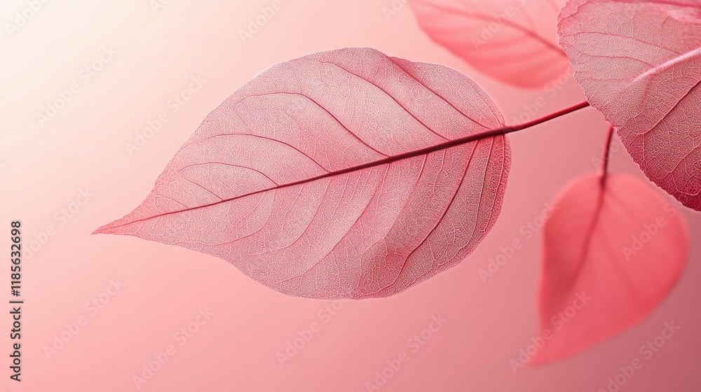 Aufkleber soft pink leaves against a gradient background creating a serene and elegant texture perfect for des