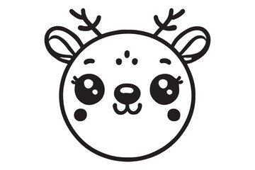 Cute cartoon reindeer face line art