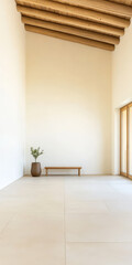 Fototapeta premium Minimalist interior design featuring natural elements in a spacious room