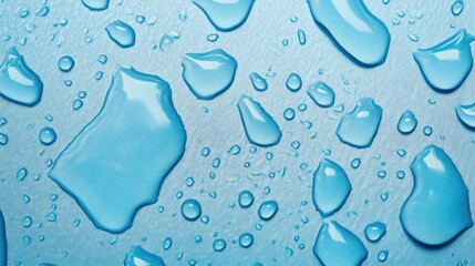 Aqua Blue Drops on Textured Surface with Water Reflection and Soft Lighting