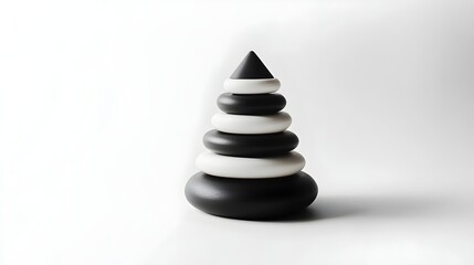 Obraz premium Elegant Stacking Art Sculpture Modern Design Black White Shapes