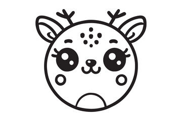 Cute cartoon reindeer face line art