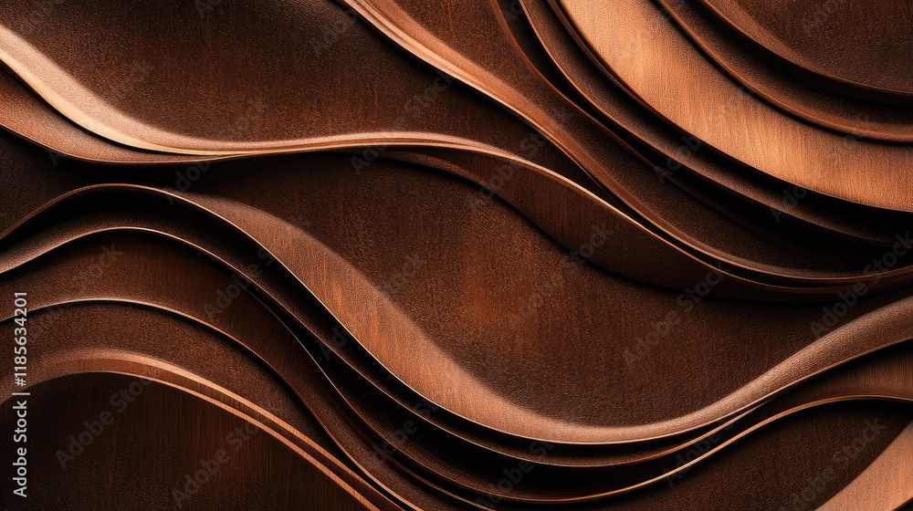 Poster elegant wavy veneer texture in rich dark chocolate color showcasing high-quality craftsmanship and d