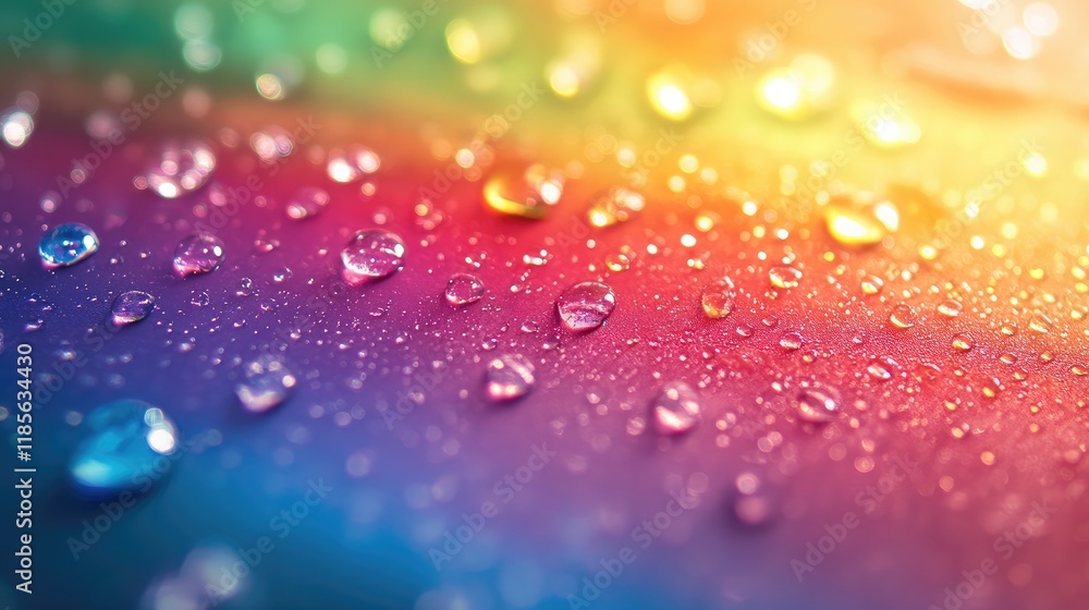 Poster colorful rainbow background adorned with small water droplets creating a vibrant 3d effect and enhan