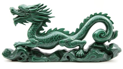 Intricate Green Dragon Carving Artifacts Home Decor Ornament Collectible Sculpture