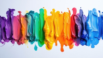 Vibrant Rainbow Ink Strokes on Clean Minimalist Background for Creative Art Design and Colorful Visuals